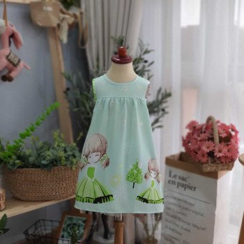 Váy sát nách lanh in 3D size 6-10 - V7615